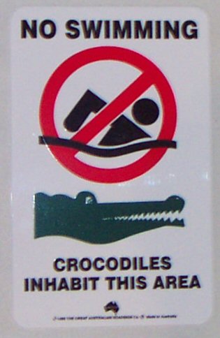 No Swim Crocodiles Sign (Oblong)